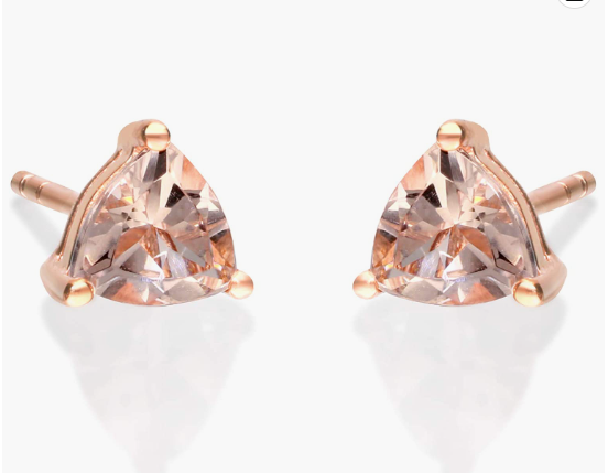 0K Rose Gold Genuine Morganite Stud Earring for Women