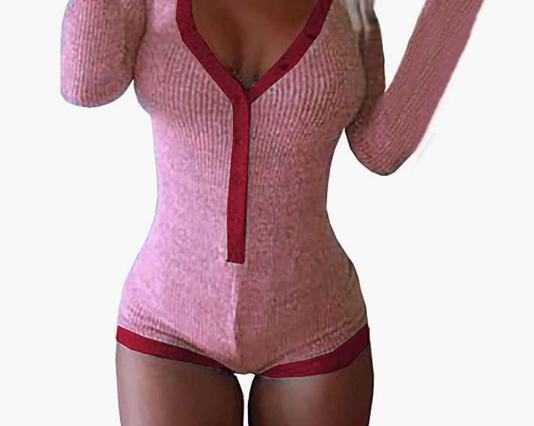 SEXY Long Sleeve Knitted One Piece Bodysuit Sexy Pajama