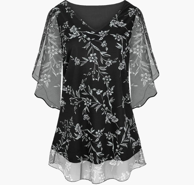 CASUAL Blouse Elastic Loose Flowy Tunic Top