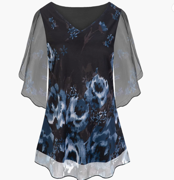 CASUAL Blouse Elastic Loose Flowy Tunic Top