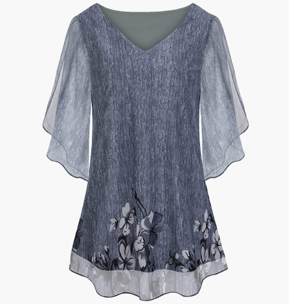 CASUAL Blouse Elastic Loose Flowy Tunic Top