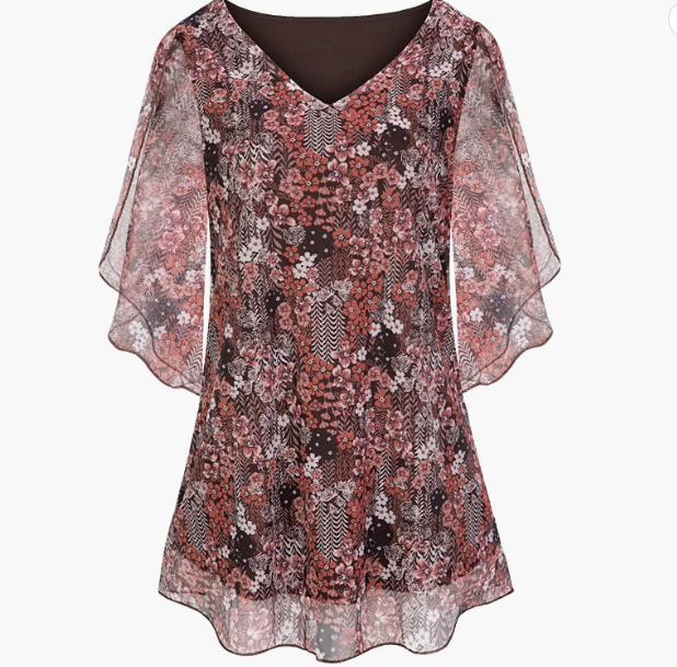 CASUAL Blouse Elastic Loose Flowy Tunic Top
