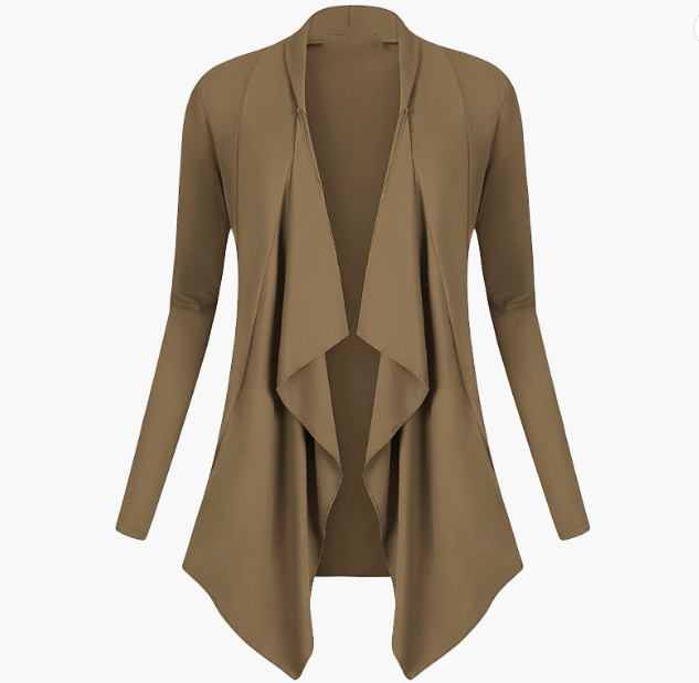 Drape Front Open Cardigan Long Sleeve