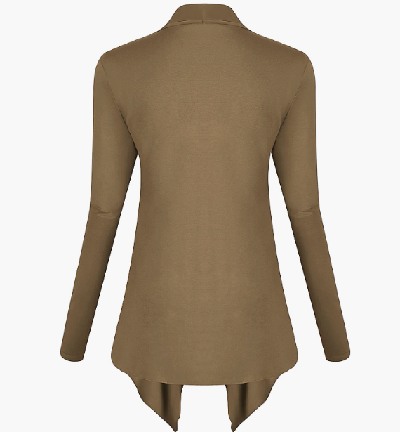 Drape Front Open Cardigan Long Sleeve