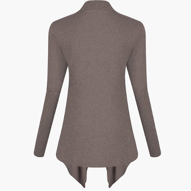 Drape Front Open Cardigan Long Sleeve