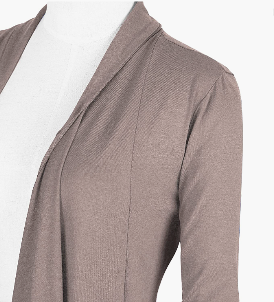Drape Front Open Cardigan Long Sleeve