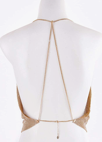 PARTY Sparkly Deep V Neck Crop Tank Tops Cami Body Chain Top