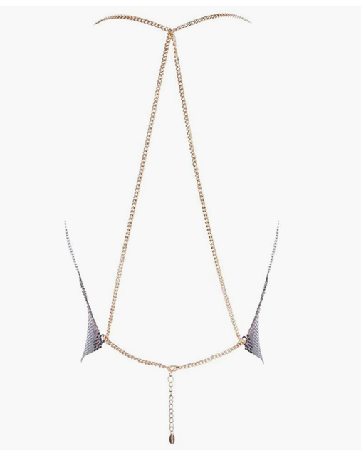 PARTY Sparkly Deep V Neck Crop Tank Tops Cami Body Chain Top