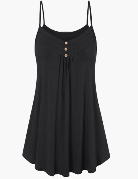 PARTY Button V Neck Pleated Spaghetti Strap Camisole
