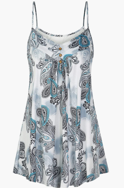 PARTY Button V Neck Pleated Spaghetti Strap Camisole