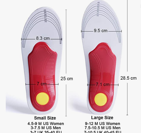 Arch Support Shoe Insoles, Cushion Orthotic Inserts for Flat Foot, Plantar Fasciitis, Feet Heel Pain Relief