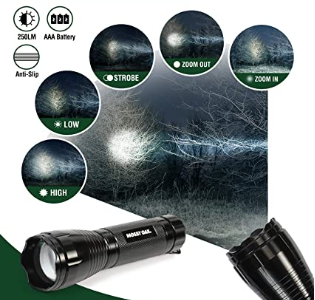 Fixed Blade Knife with Sheath, One-Piece Camping Hatchet and Hunting Knife with Rope Handle, Includes Zoomable Tactical Flashlight and Many Other Tools, 15 Pieces Camping Tool Set