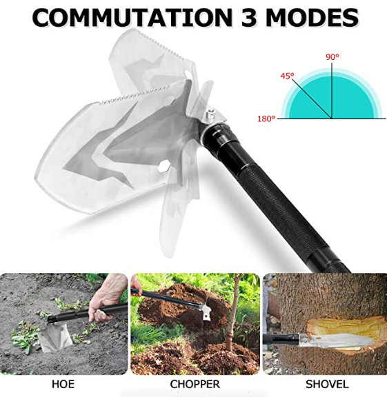 Folding Shovel, 100 cm Multifunctional Folding Shovel, Survival Shovel, Extra Thick Design, Rustproof Spade Made Alloy Steel for Survival/Snow Shovel/Outdoor