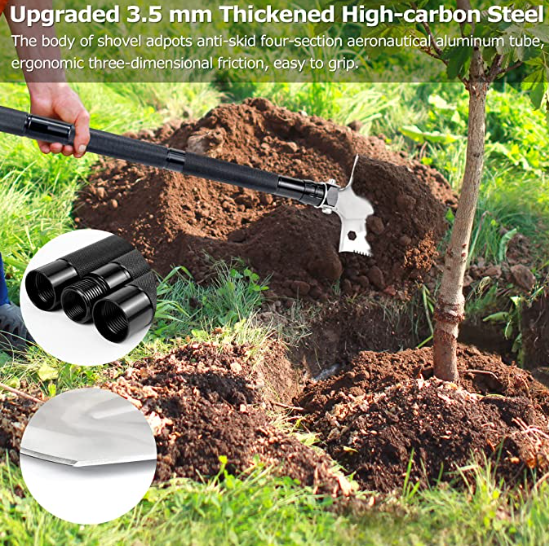 Folding Shovel, 100 cm Multifunctional Folding Shovel, Survival Shovel, Extra Thick Design, Rustproof Spade Made Alloy Steel for Survival/Snow Shovel/Outdoor