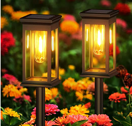 8 Pack Solar Pathway Lights Outdoor Waterproof, Unique Outdoor Solar Lights, Bright Solar Garden Lights Outdoor, Auto On/Off Solar Lights Outdoor for Patio Yard Lawn Walkway Garden Decor