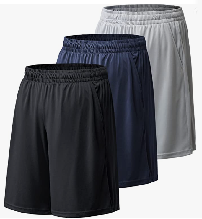 Mens Athletic Workout Shorts with Pockets and Elastic Waistband Quick Dry Activewear