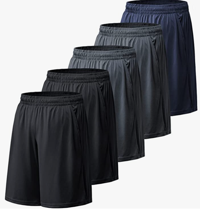 Mens Athletic Workout Shorts with Pockets and Elastic Waistband Quick Dry Activewear