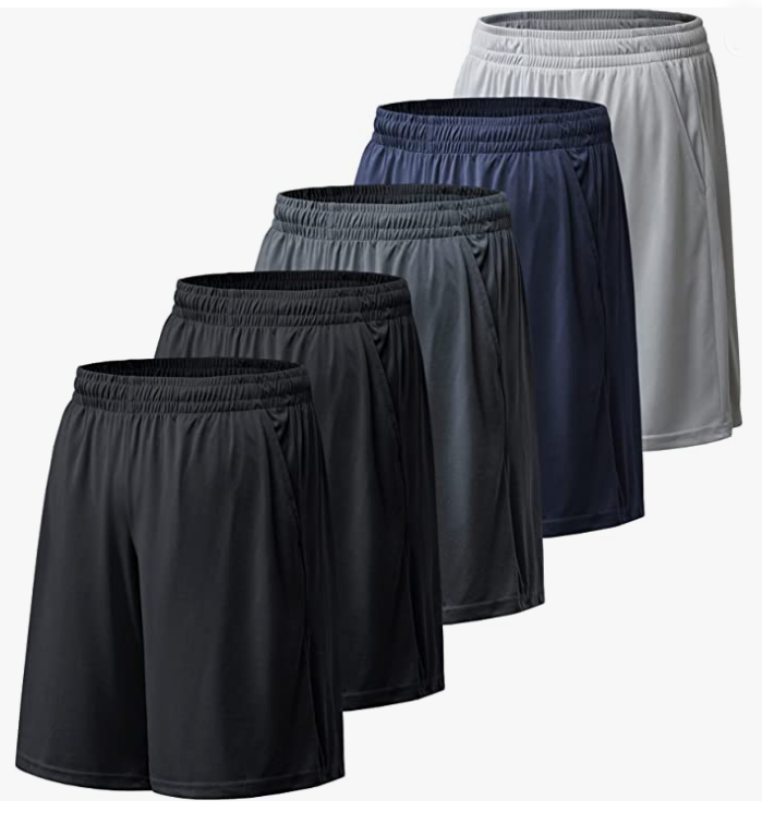 Mens Athletic Workout Shorts with Pockets and Elastic Waistband Quick Dry Activewear