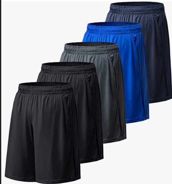 Mens Athletic Workout Shorts with Pockets and Elastic Waistband Quick Dry Activewear