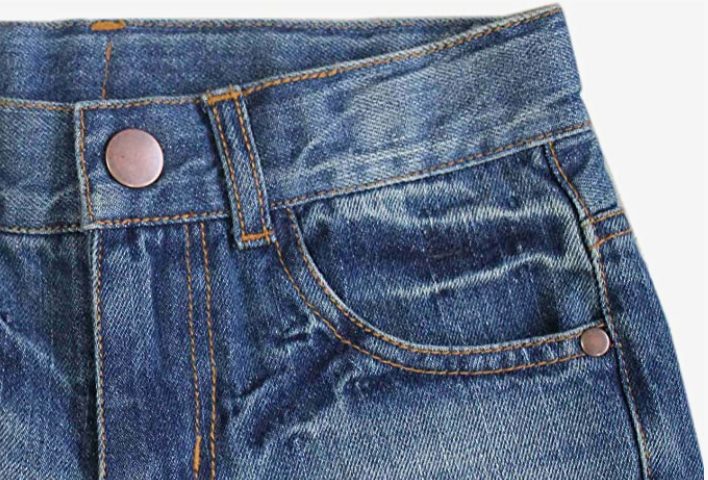 Adjustable Waist Slim Denim Pants Blue Jeans