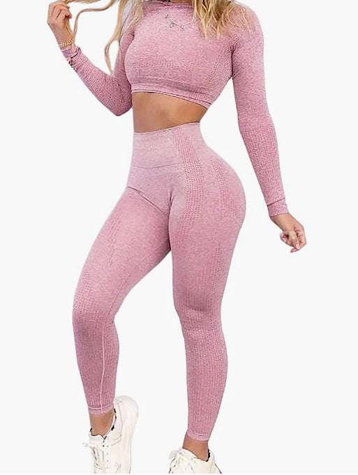 Women Workout Sets 2 Pieces Seamless Tank Crop Tops Leggings Exercise Outfits Tracksuit