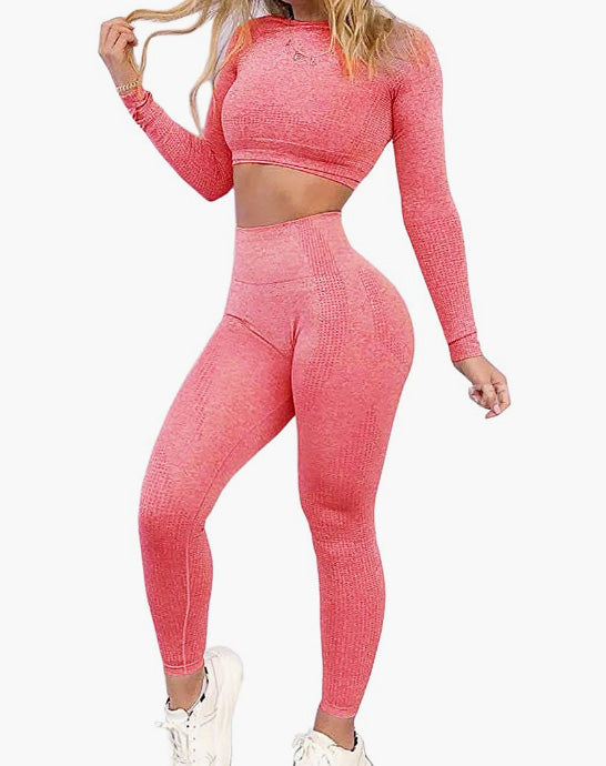 Women Workout Sets 2 Pieces Seamless Tank Crop Tops Leggings Exercise Outfits Tracksuit