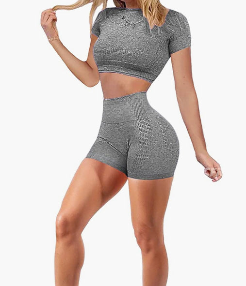 Women Workout Sets 2 Pieces Seamless Tank Crop Tops Leggings Exercise Outfits Tracksuit